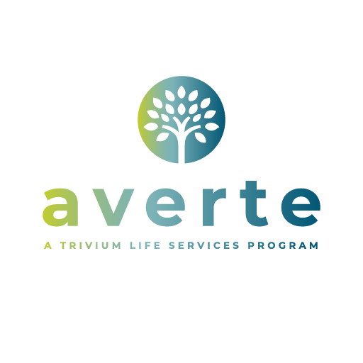 green and blue circle with white tree. words: averte, a trivium life services program